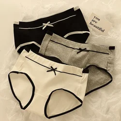 3pcs Female Pure Cotton Breathable Full Cotton Crotch Waist Tightening Student Girl Underwear