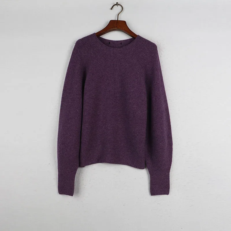 Sweter damski Sunine Home, długi rękaw, okrągły dekolt, dzianinowy, duży rozmiar, casualowy, czysty styl, e-commerce, moda zimowa.