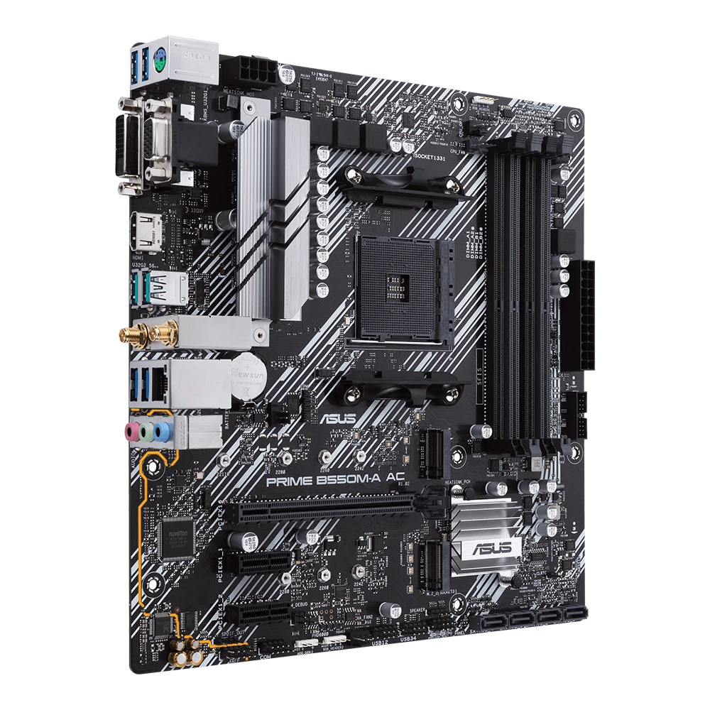 Imagem -02 - Placa-mãe Asus Prime B550m-a ac Suporte Am4 Ryzen 5900x 3900x Ryzen 5800x3d Ryzen 5600x Cpu Amd B550 Ddr4 Hdmi Atx