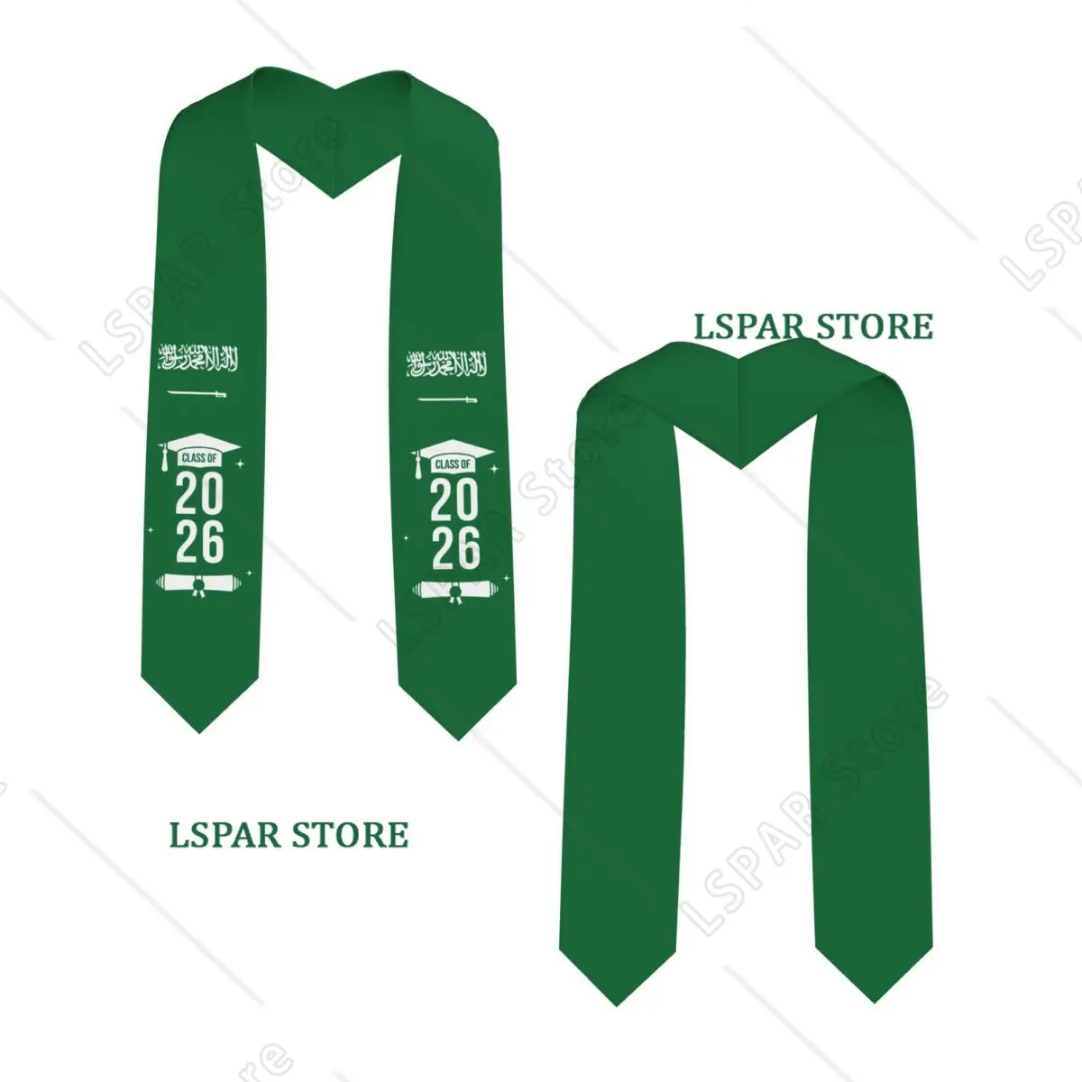 Class Of 2026 Saudi Arabia Flag Graduation Stole Sash Scarf For International Students Proud 183CM Long