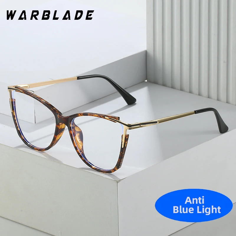 

Unisex TR90 Cat Eye Anti Blue Light Eyewear Fashion Transparent Computer Metal Frame Brand Designer Optical Spectacle Eyeglasses