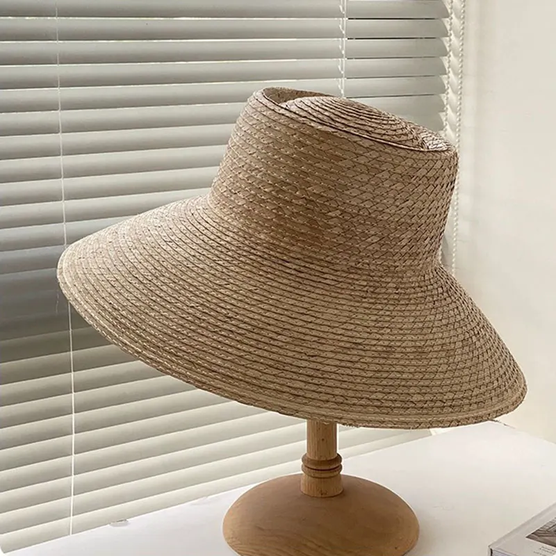 Korean Fashion Natural Sunflower Leaf Grass Wide French Elegant Beach Holiday Sun Hat Handwoven Straw Hats Women Designer Style