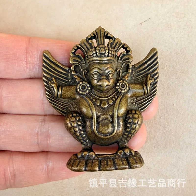 Tibetan-style vintage distressed golden-winged accessory , brass vulture pendant