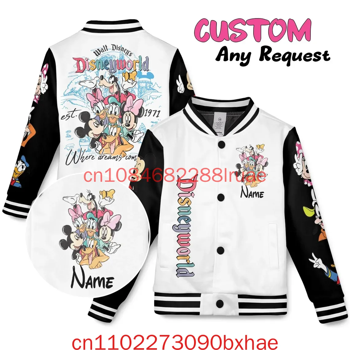 

Personalized Vintage Disneyworld Est 1971 Baseball Jacket Retro Disneyworld Varsity Mickey And Friends Jacket