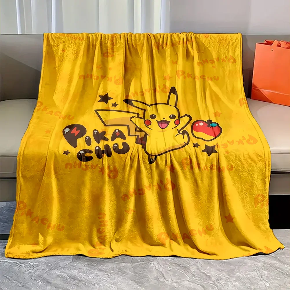 Anime Pokemen-Pikachu Flannel Blanket Cartoon Baby Girl Throw Soft Fluffy Blanket Plush Warm Home Sofa Decor Kid Boy Girl Gift