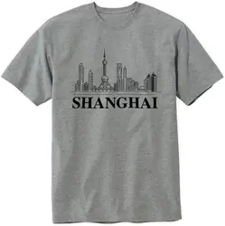 Shanghai City T-Shirt Shanghai Skyline Design Tee Short Sleeve Unisex Shirt