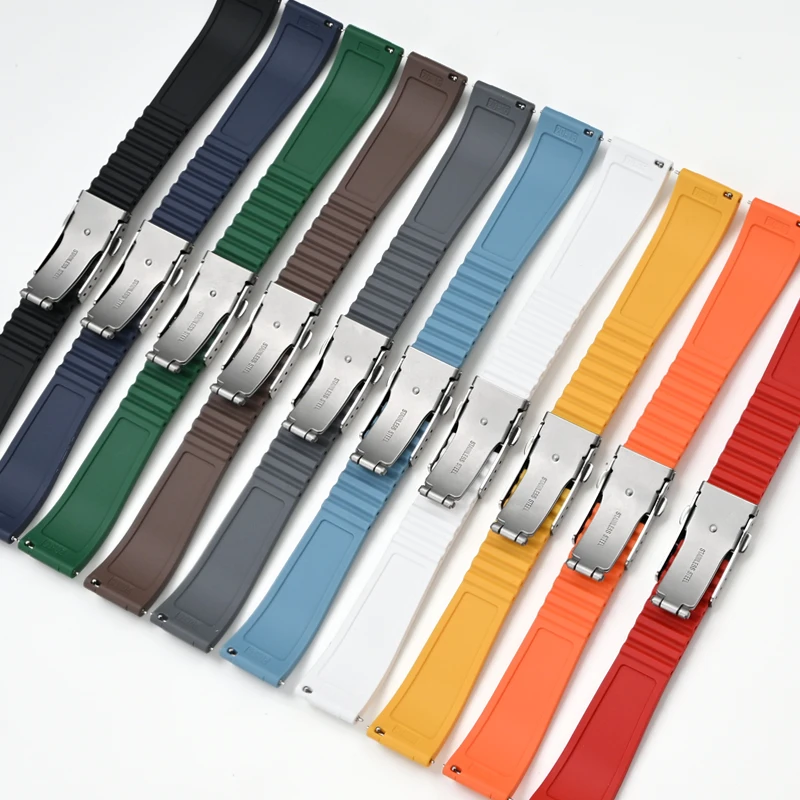 20mm 22mm Quick Release Liquid Silicone Watch Strap 316L Stainless Steel Folding Watch Buckle Watch Band Bracelet Accessories