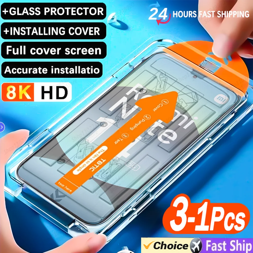 3-1 шт. ультра HD 8K закаленное стекло для Xiaomi Redmi Note 14 13 12 11 10 Pro Redmi 13C Защитная пленка для экрана Простая установка без пыли