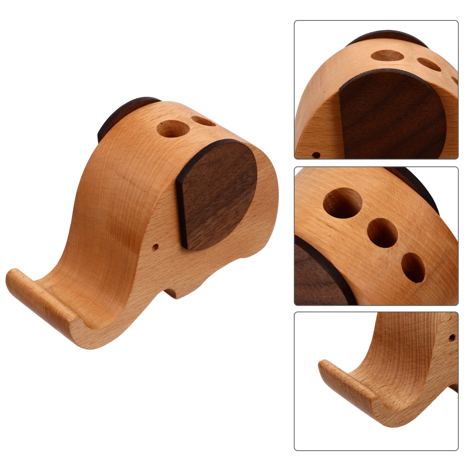 

1pc Wooden Elephant Pen Holder Phone Stand for Desk Tablet Bracket Cell Phone Home Office School Restaurant Gift Idea