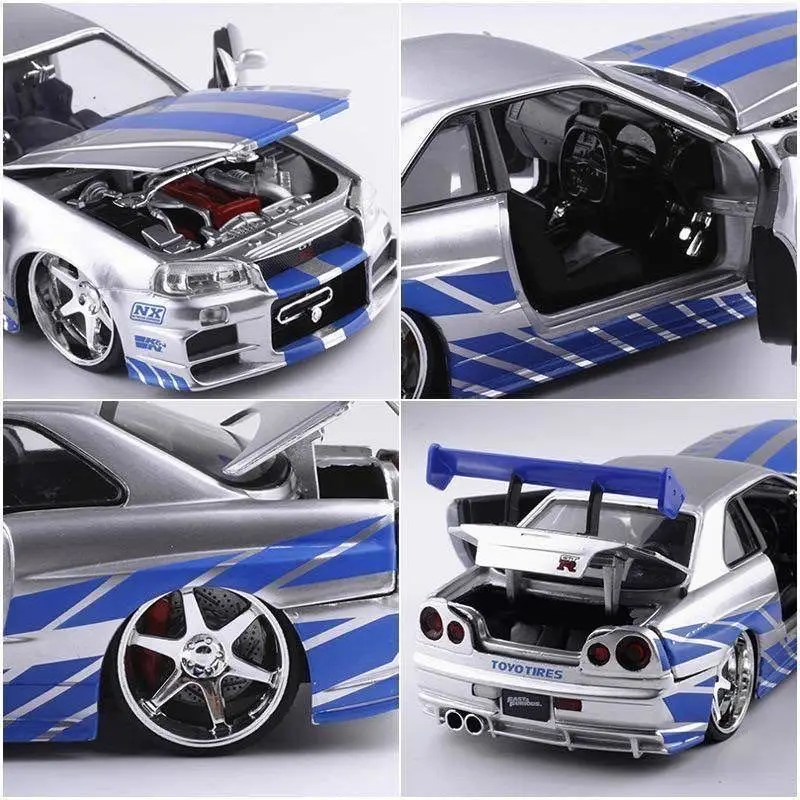 New 1:24 Nissan GTR R34 Skyline Ares Toy Alloy Car Diecasts & Toy Vehicles Car Model Miniature Scale Model Car Toys For Children