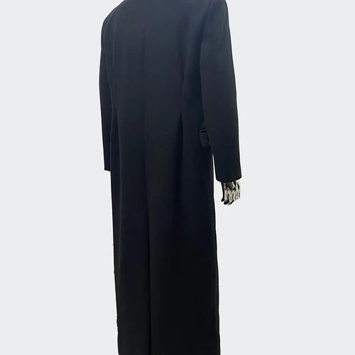 Nerazzurri 가을 겨울 엑스트라 롱 럭셔리 우아한 블랙 소프트 따뜻한 모직 코트 남성용 싱글 브레스트 울 & 블렌드 오버 코트