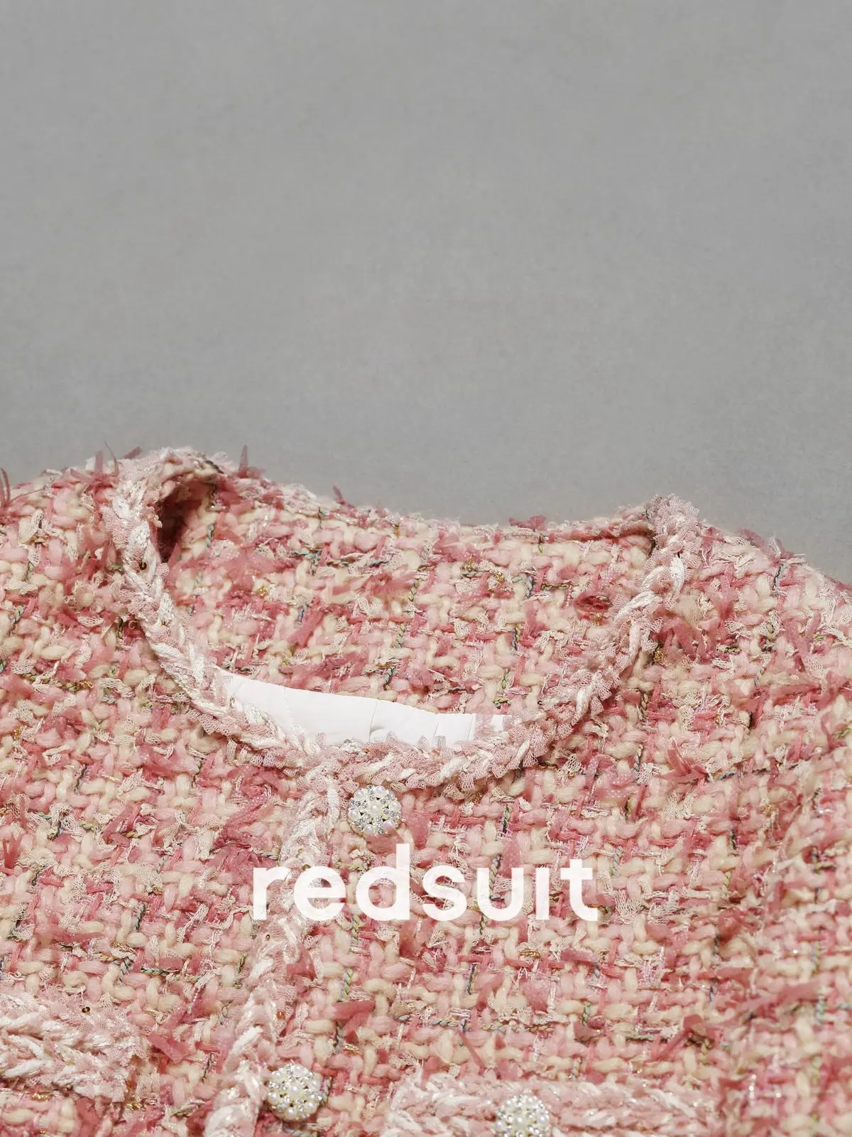 New Advanced  winter cotton slimming sweet pink coarse tweed medium long jacket Custom size