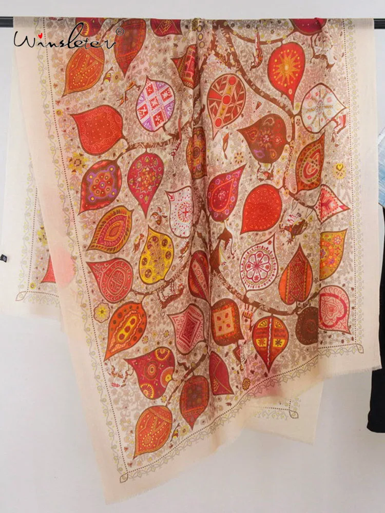 

Winsleter-Women 100%Wool Elegant Scarf, 200*100CM Printed, Mom Gifts Retro Temperament Shawl Scarves, 2025 Autumn New A58415CC