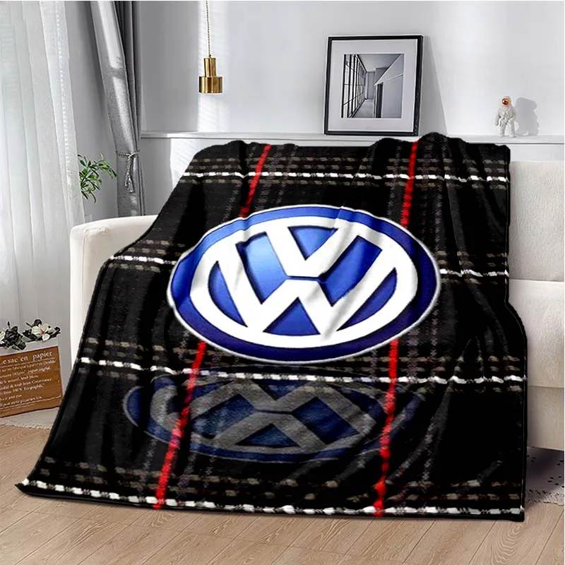 

Car supercar V-Volkswagen logo printed blanket, living room bedroom sofa cover blanket, flannel soft insulation, customizable