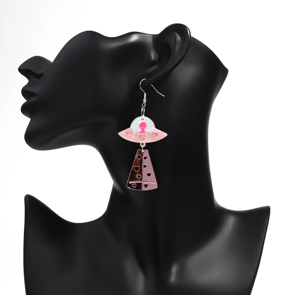Women's Creative UFO Alien Acrylic Drop Earrings
