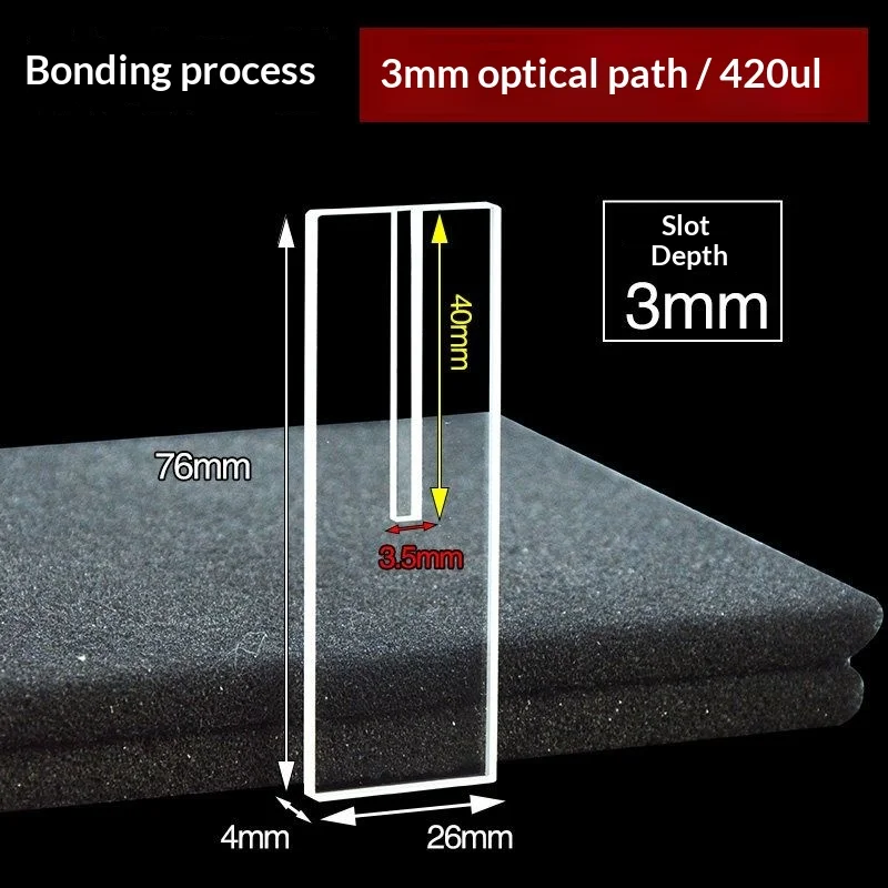 1PC JGS1 Quartz Reflection Cuvette 3mm Path Length For Solid Powder Fluorescence Detection