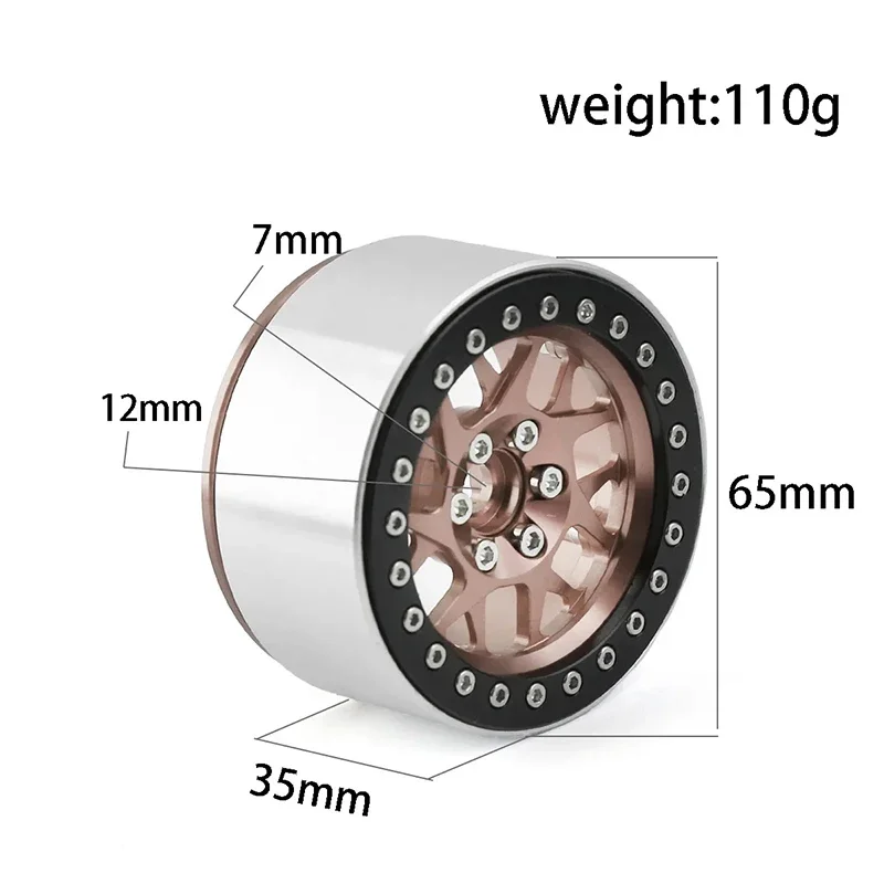 4Pcs CNC Aluminum Alloy 2.2 Beadlock Wheel Rim for 1/10 RC Crawler Car Axial SCX10 90046 AXI03007 TRX4 VS4-10 Redcat Gen8