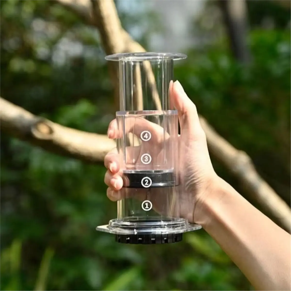 1set Portable Pour-over Coffee Maker, French Press, Non-Slip Transparent Travel Coffee Maker, for Home and Official Use