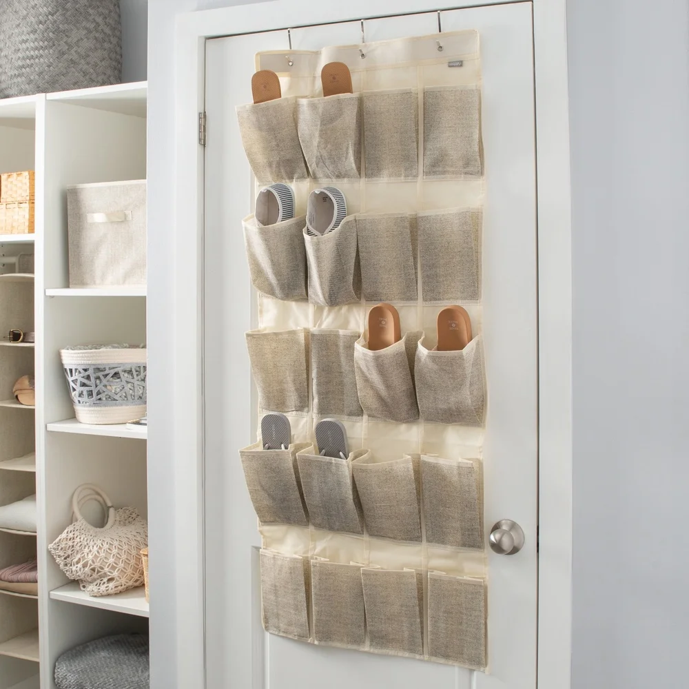 20 جيب منظم الأحذية قماش غير منسوج حل تخزين معلق خزانة باب إكسسوارات أحذية تصميم نحيف قابل للطي