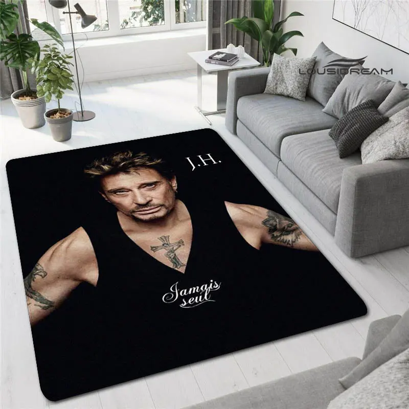 French rock star Johnny Hallyday print carpet game room living room bedroom non-slip carpet photography props birthday gift