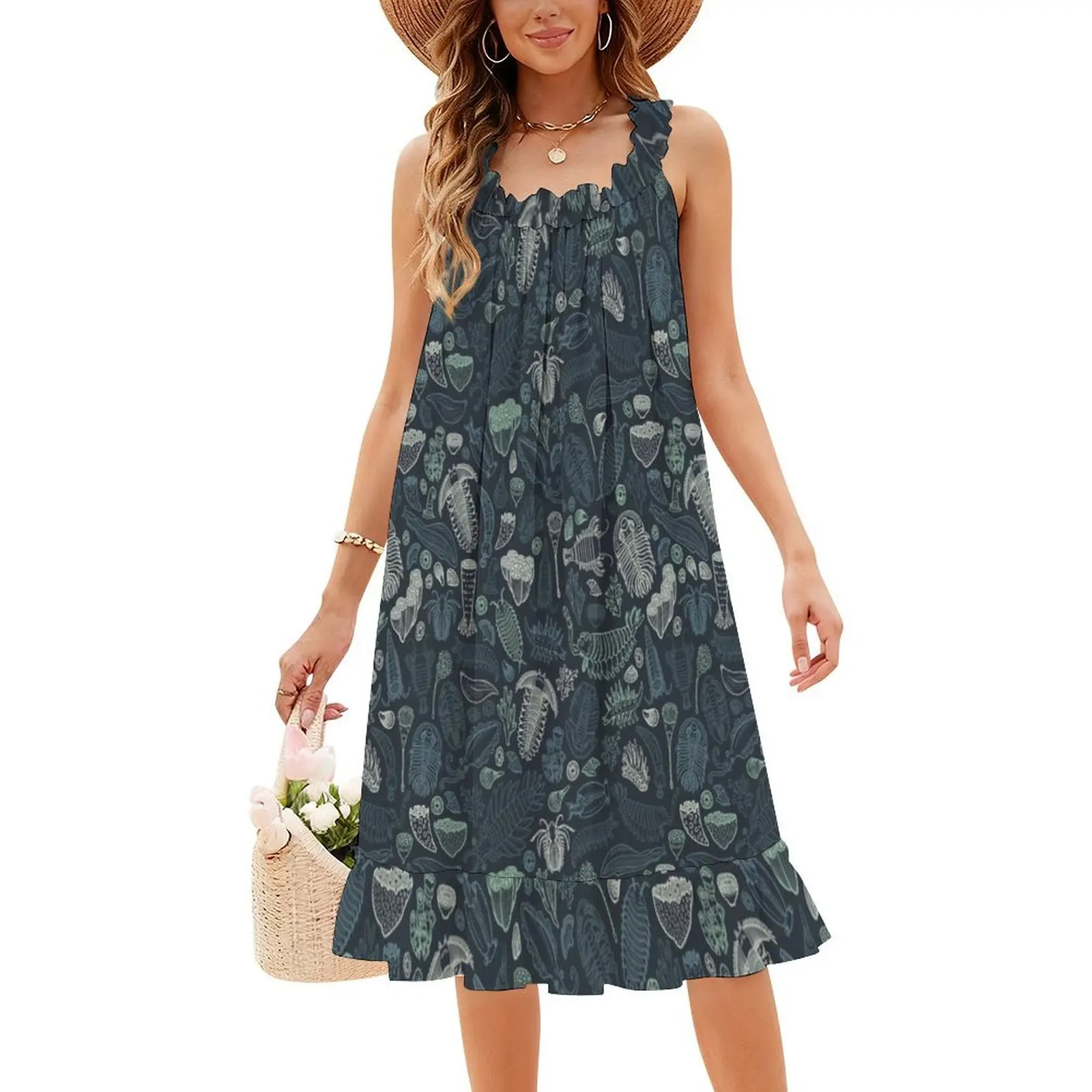 Studio 252Mya: Cambrian Fauna (2020 Reboot) Elegante feestjurk voor dames A-lijnjurk met korte/lange/mouwloze opties