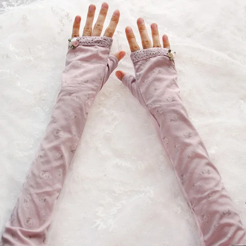 Summer Lace Gloves Sunscreen Arm Sleeve Gloves Sunscreen Long Lace Fingerless Mittens Covered Scar Elastic Sleeve Driving Gloves