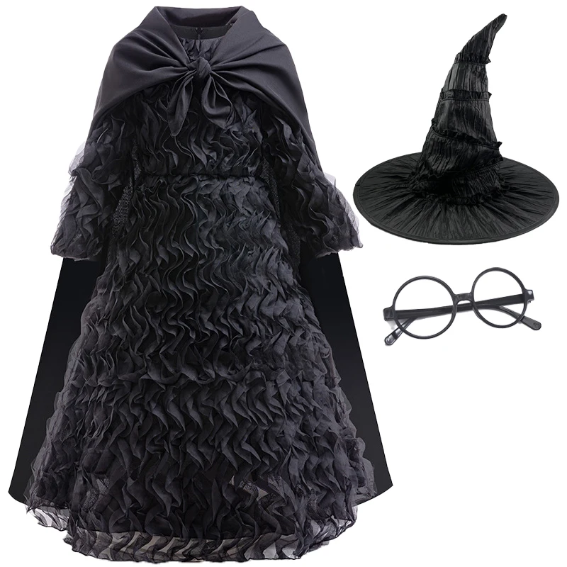 

2025 Children's costumes cosplay children's Halloween Carnival black mystery performance costumes "Wicked Witch" movie the same