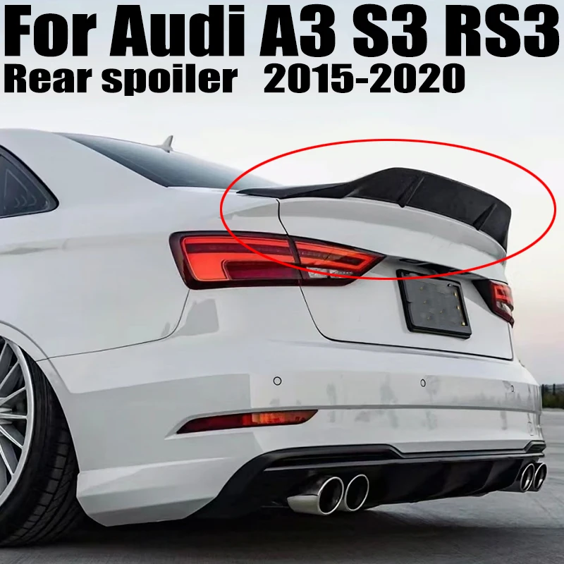 

Для Audi A3 S3 RS3 2015-2020 R Стиль черный углеродный тюнинг внешние аксессуары для автомобиля Задняя Крышка багажника губа кузов комплект спойлер Крылья