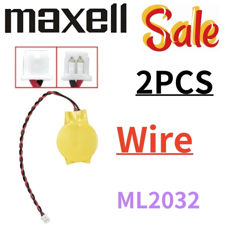 2 قطعة بطارية ML2032 2032 الأصلية مع علامات تبويب لحام الأسلاك تفكيك مللي 2032 سلك البطارية اللوحة الأم BIOS CMOS البطارية