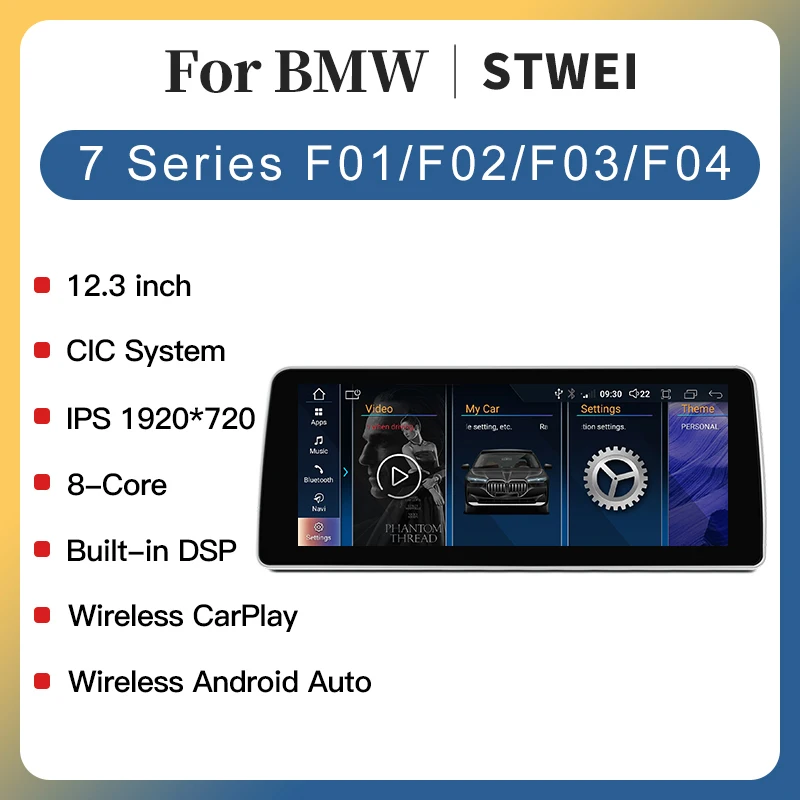 12.3inch Android System Wireless Carplay AUTO For BMW 7Series F01 F02 F03 F04 CIC NBT Car Video Players GPS NAVI Player Wifi 4G