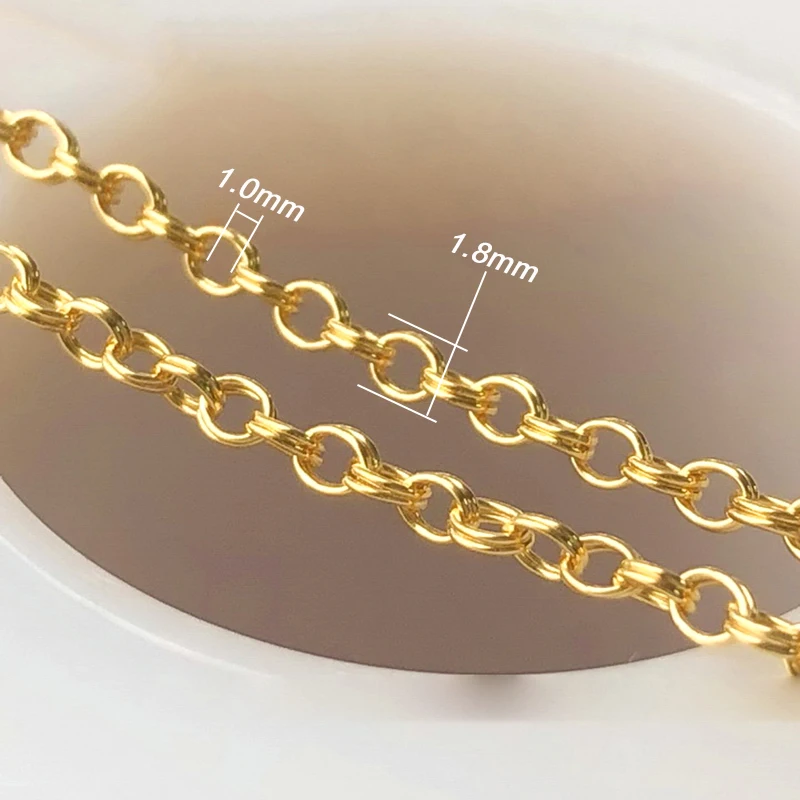 14K Gold Filled Cable Chain 1.8MM Gold Double Chain Cable Chain For Jewelry Making, Unfinished Chain Necklace Bracelet Footage