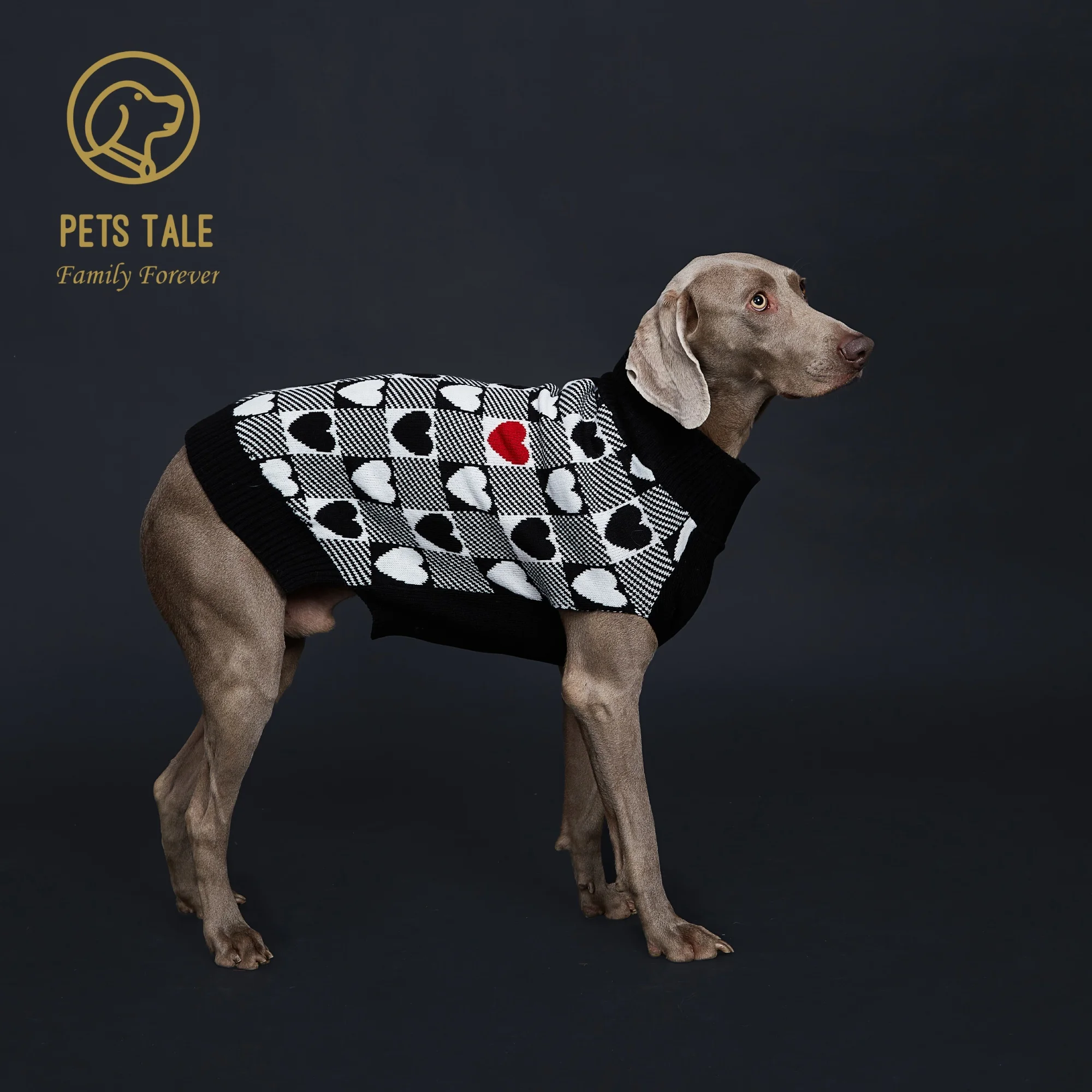 Buffalo Check Herz Strickpullover Für Hunde Mit D-ring Öffnung_voghion.com