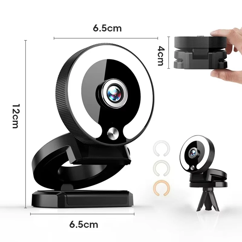 Best-4K Webcam HD Mini Camera With Fill Light Laptop PC Computer Live Broadcast Camera Video Web Camera Microphone Webcast