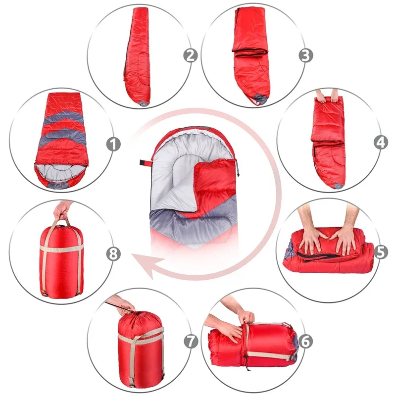 

Спальный мешок-конверт легкий портативный удобный с компрессионным мешком для 4-х сезонных путешествий кемпинга туризма на открытом воздухе