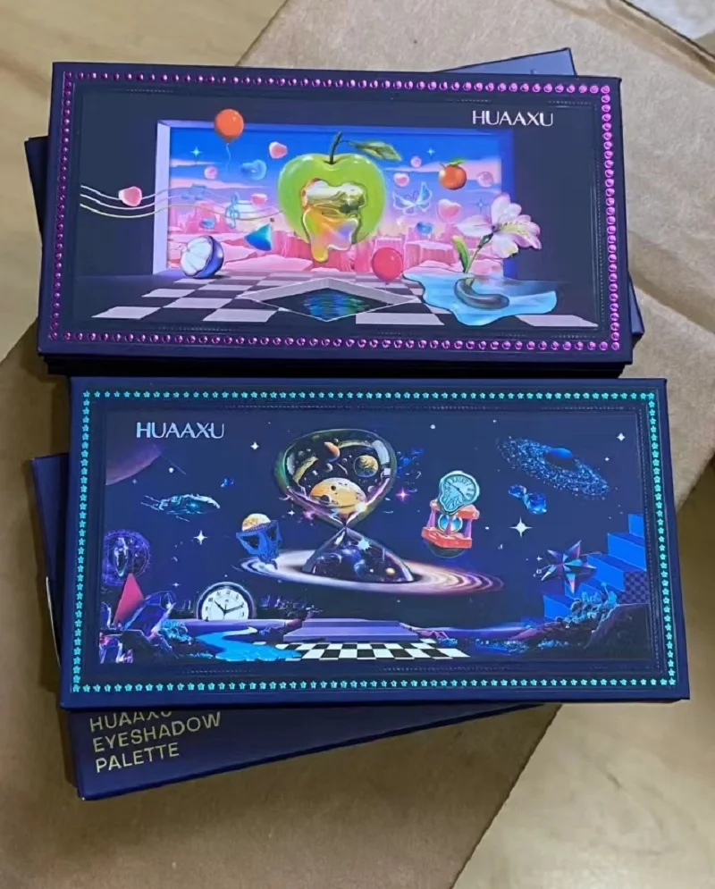 HUAAXU 8 色アイシャドウトレイパールマットアイメイクアップパープルブルーブラックアイシャドウ