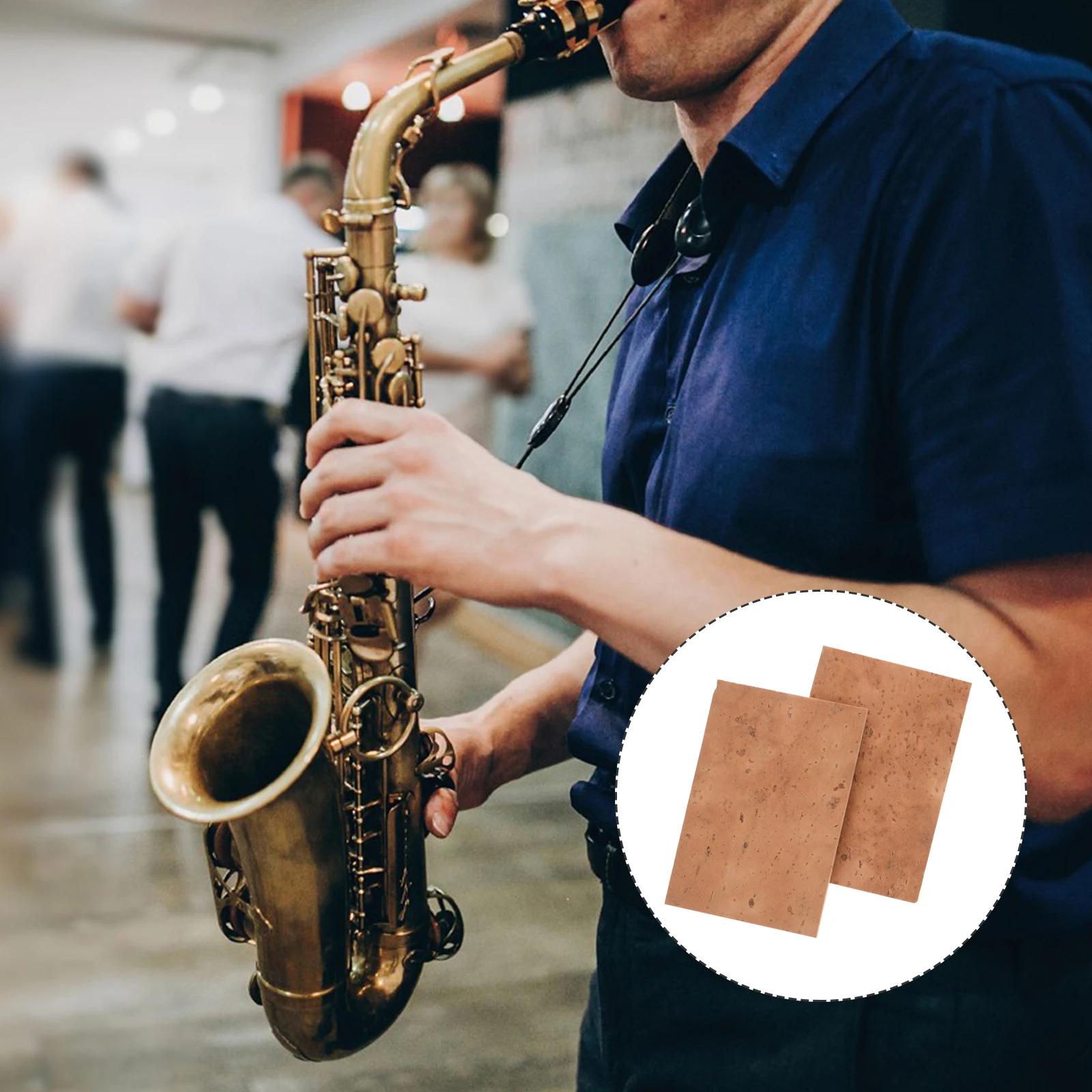 

2 Packs of Cork Chips Alto Saxophone Mouthpiece Pads Bent Neck Khaki Clarinet Replacement Kit