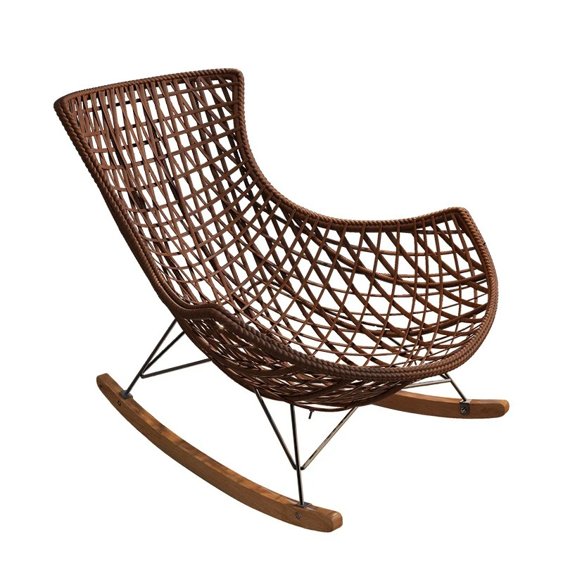 Home Balcony Leisure Single Sofa Rocking Chair Summer Outdoor Rattan Chair Retro
