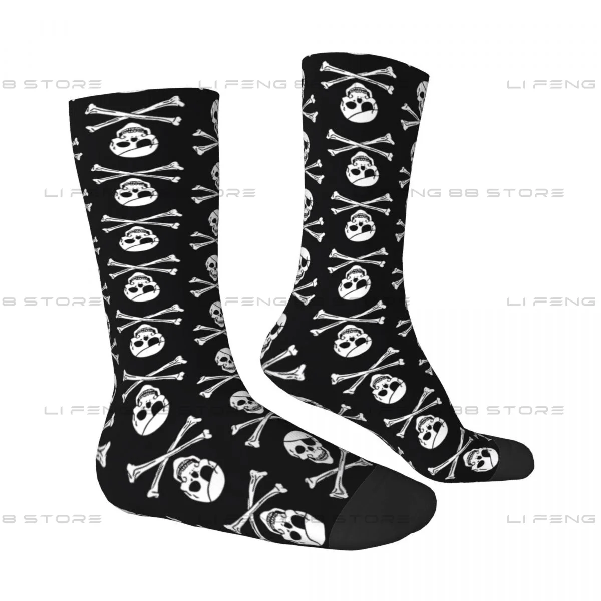 Skull And Crossbones (black) Monster High Unisex Winter Socks Running Happy Socks Street Style Crazy Sock