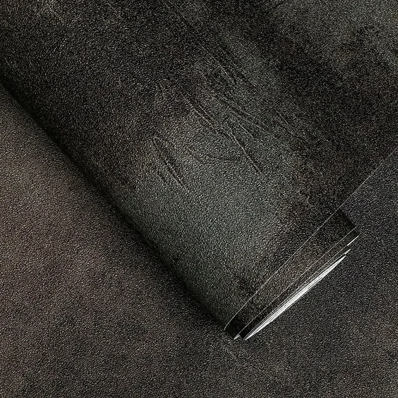 10M Black Vintage Vinyl Concrete Wall Effect Wallpaper Retro Plain Texture PVC Wall Paper Home Decor  Contact Paper