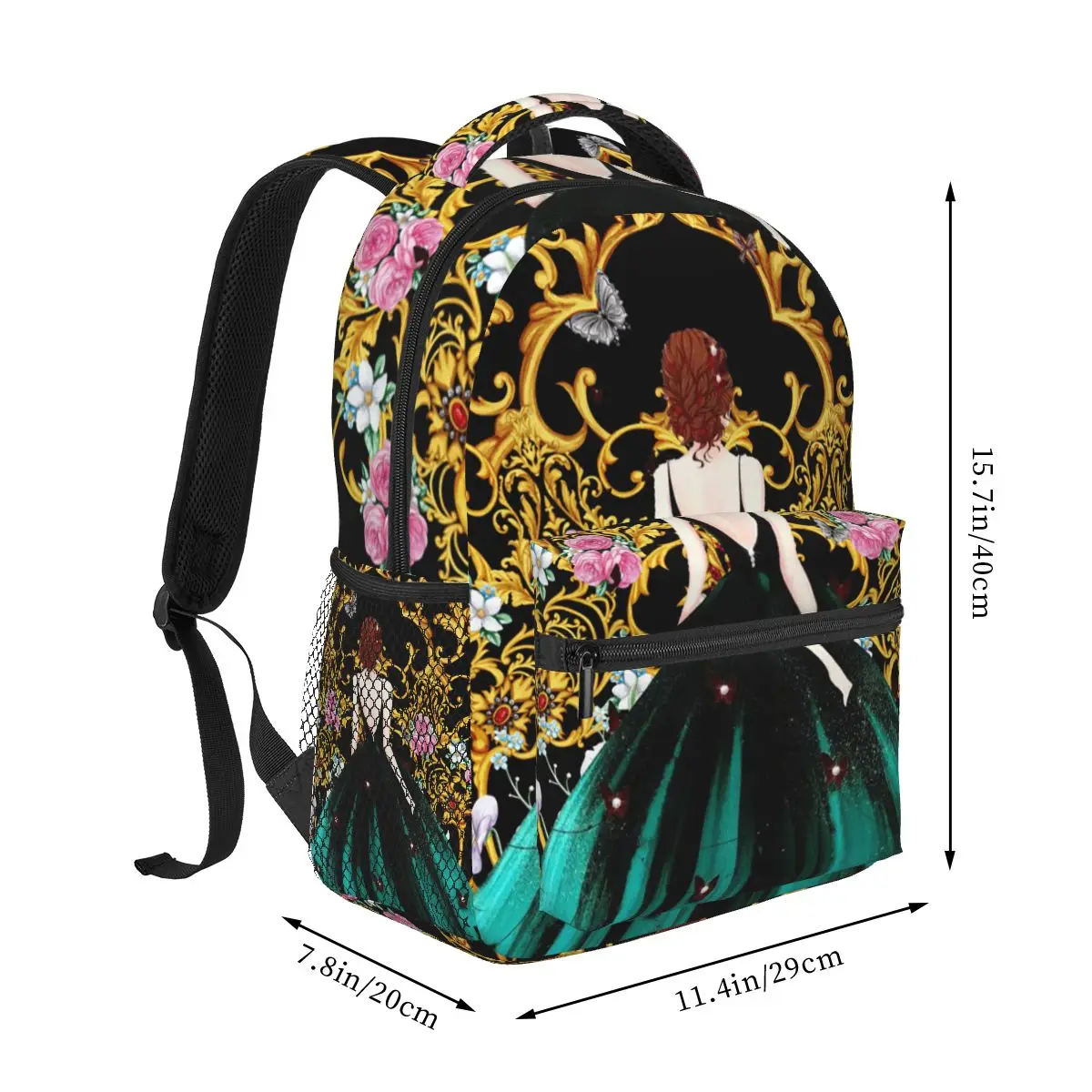 Kawaii Baroque Floral Pattern Women Backpack Female Travel Bag Backpacks Schoolbag for Teenage Girls Bookbag Mochila Bookbag