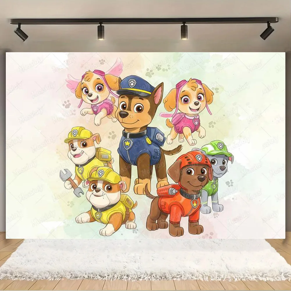 Brave Dog Anime PAW Patrol Children\'s Birthday Party Decoration Photography Baby Bath Cake Smashing Background