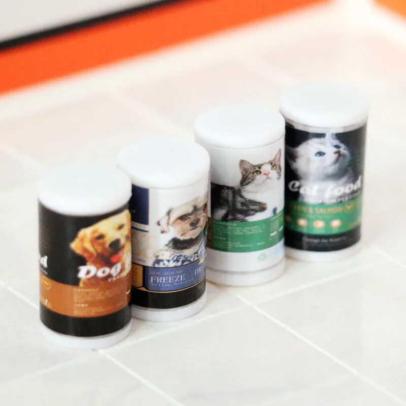 Dollhouse Mini Canned Dog Food Cat Food Animal Feed Miniature Model 1/12 1/6 Scale Simulation Life Scene Decoration Home Decor