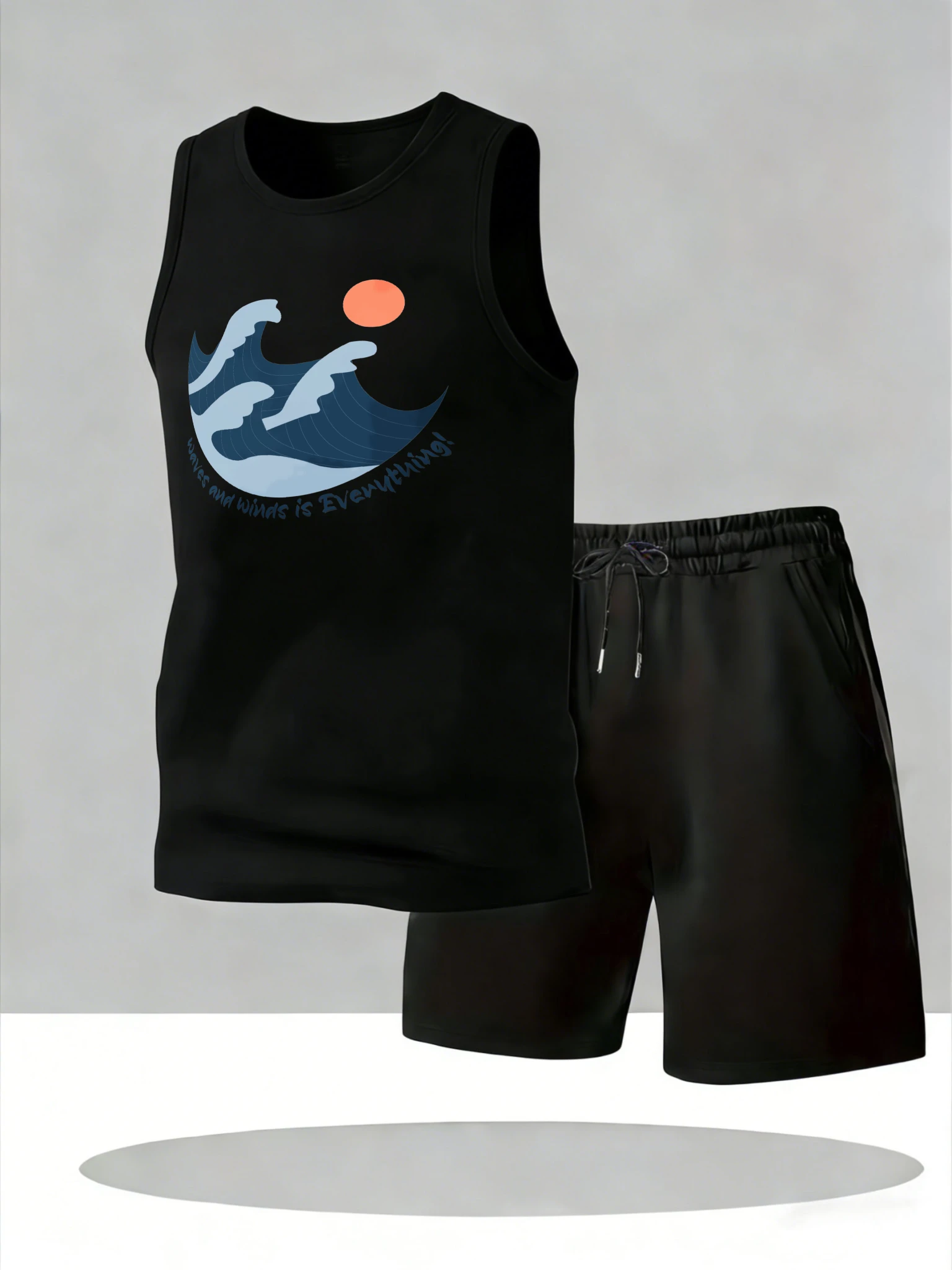 

Men's Tank Top Sets 2026 Summer Quick drying crewneck sports beach men's suits Breathable running oversize jogging set