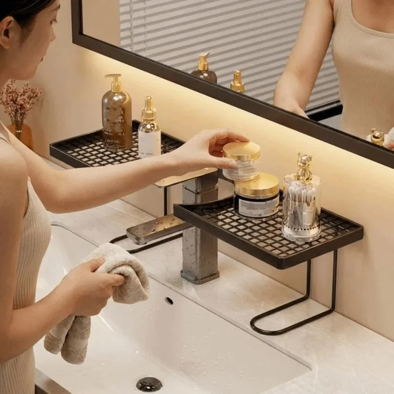 Multi-functional Universal Bathroom Storage Rack Mesh Simple Kitchen Storage Rack No-Drill Iron Sink Shelf Bathroom Sink