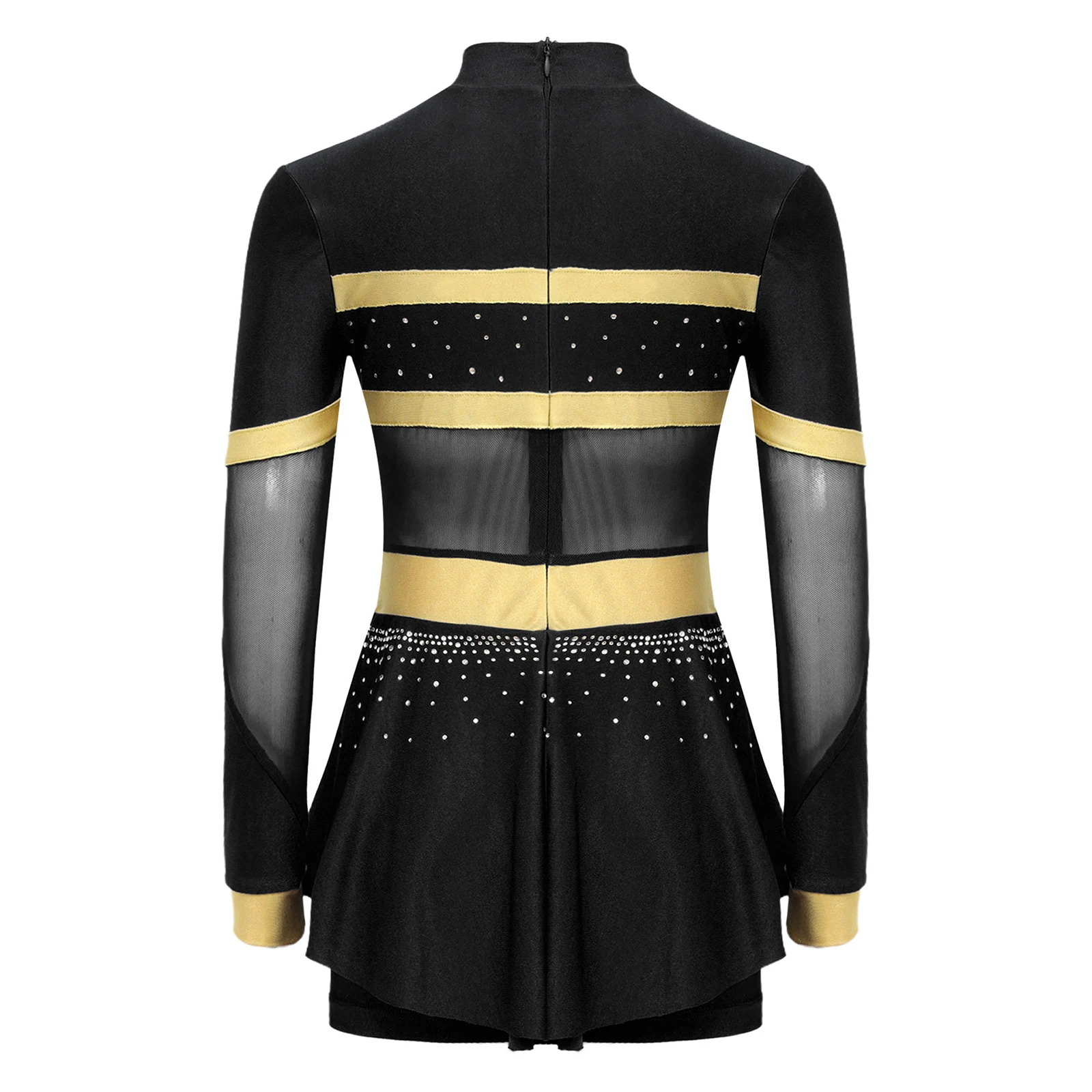 Kind Mädchen Trikot Kleid Cheer Leader Kostüm Langarm Mesh Patchwork Body Tanz Cheerleading Gymnastic Moderne Dancewear