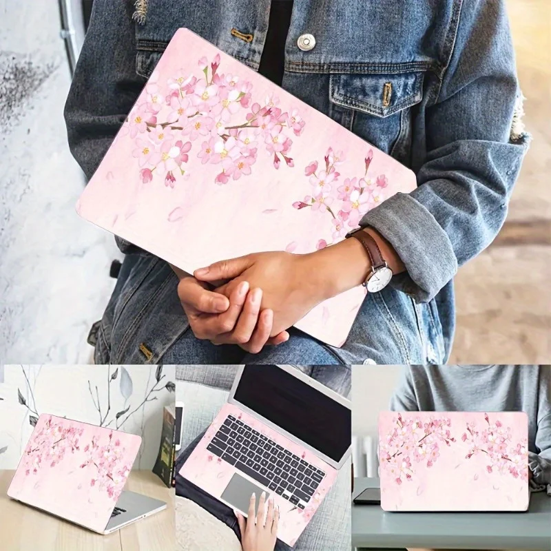 

2 pieces, cherry blossom design, scratch resistant DIY art protective case, suitable for HP, Dell, Lenovo, Apple, Asus laptops