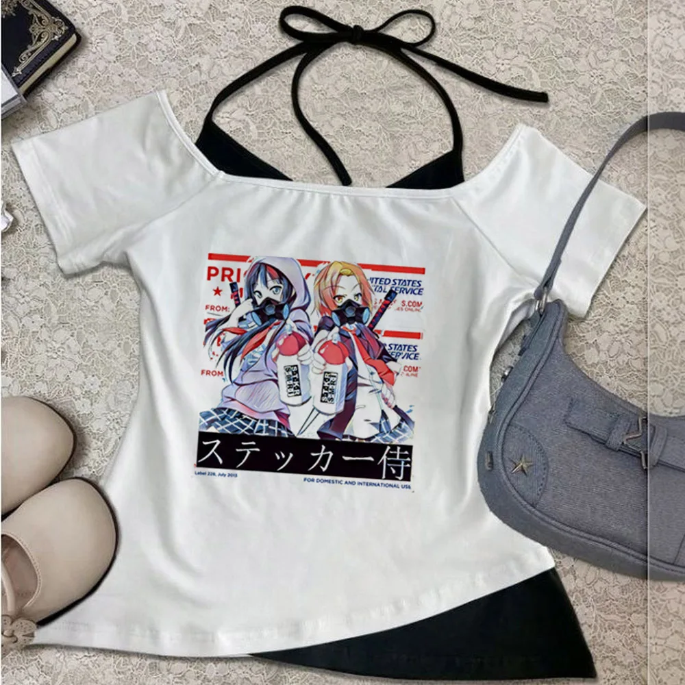 K-on cropped top shoujo summer alternative  gothic meme grunge top tees gothic jojifuku clearance sales meme