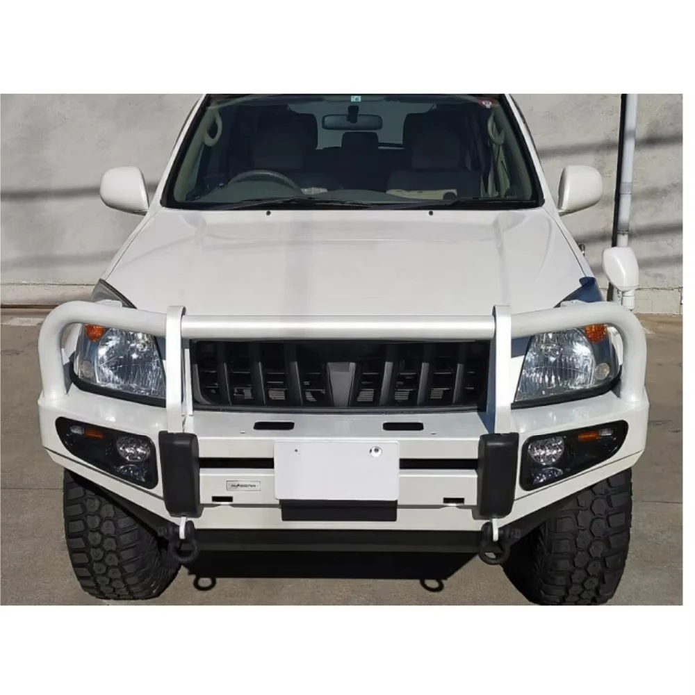 المصد الأمامي Land Cruiser Prado 120 للطرق الوعرة مع طين فولاذي مثبت على ونش باللون الأسود #3