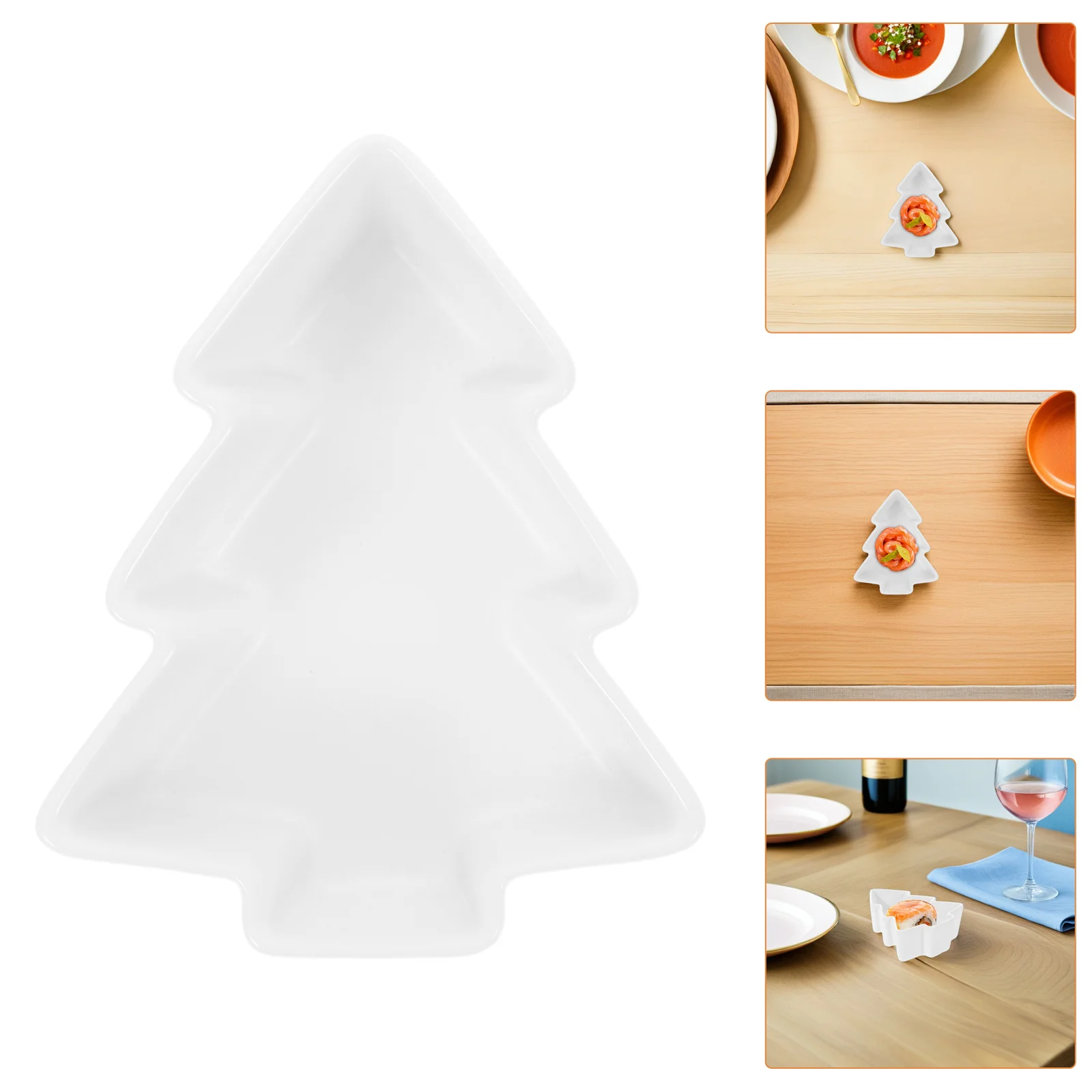 

2Pcs Christmas Tree Shaped Snack Tray Ceramic Dessert Plate Holiday Serving Platter for Winter Party Christmas Dessert Plates