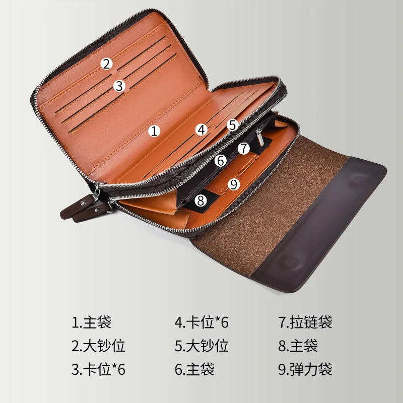 2024 NEW Men\'s Clutch with Magnetic Buckle and Multiple Card Slots, Large Capacity Wallet made of PU Leather men bag 가방 bolsos